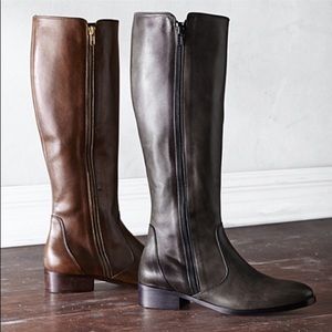 Garnet Hill Tall Leather Riding Boots in Brown and Olive